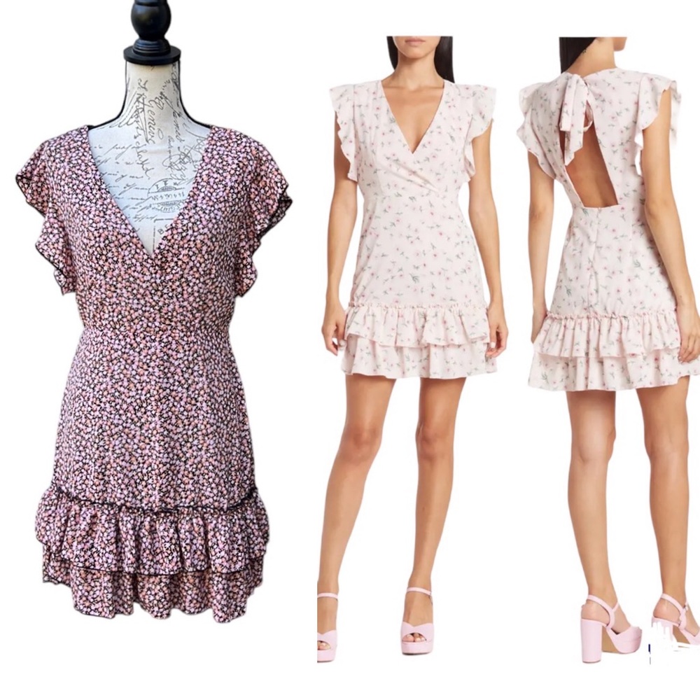 NWT THREADS AND STATES Women Floral
Flutter Sleeve Tiered Ruffle Dress size M